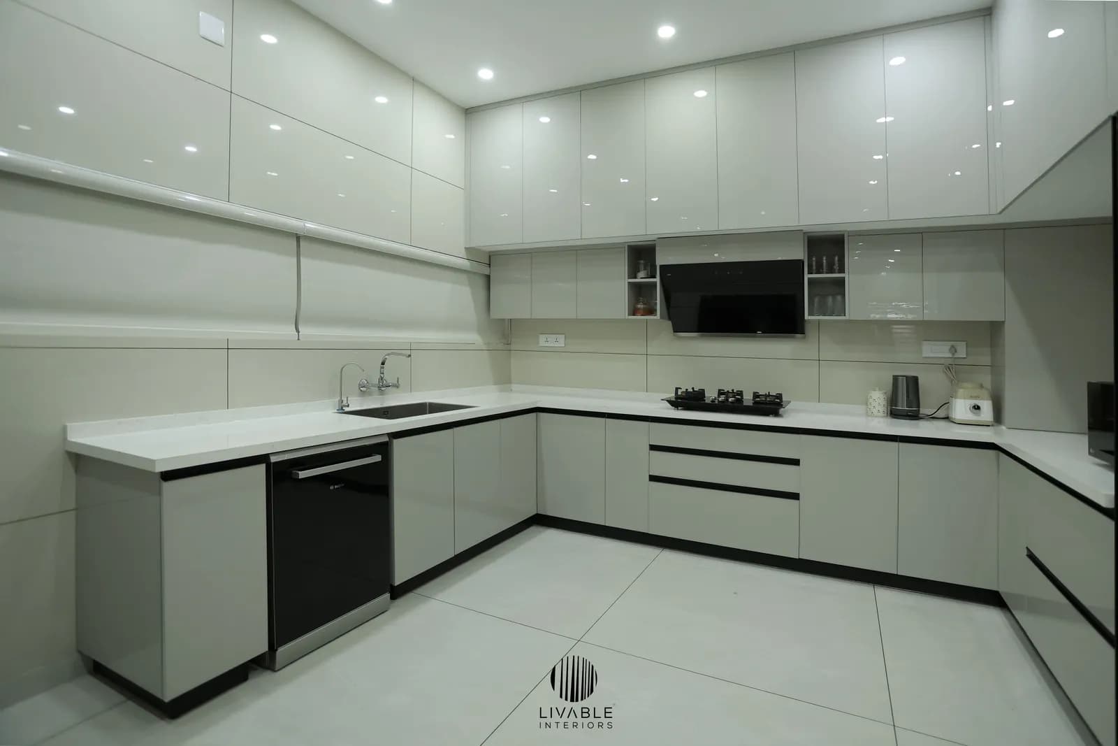 Premium White Modular Kitchen